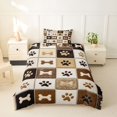 thumbnail image 2 of Homewish Paw Bone Plaid Twin Duvet Cover,Retro Pet Dog Theme Twin Bedding,Brown,Light Gray Reversible,2pcs,1 Duvet Cover and 1 Pillowcase, 2 of 6
