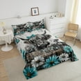 thumbnail image 4 of Erosebridal Highland Cattle Bedding Comforter Set, Chic Daisy Flower Down Comforter, Rustic Lodge Cabin Decorative, Reversible 2 Pieces, 4 of 8