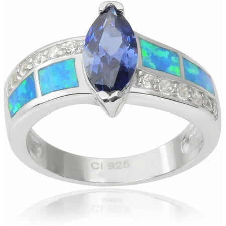 Brinley Co. Women's CZ and Opal Sterling Silver Fashion Ring