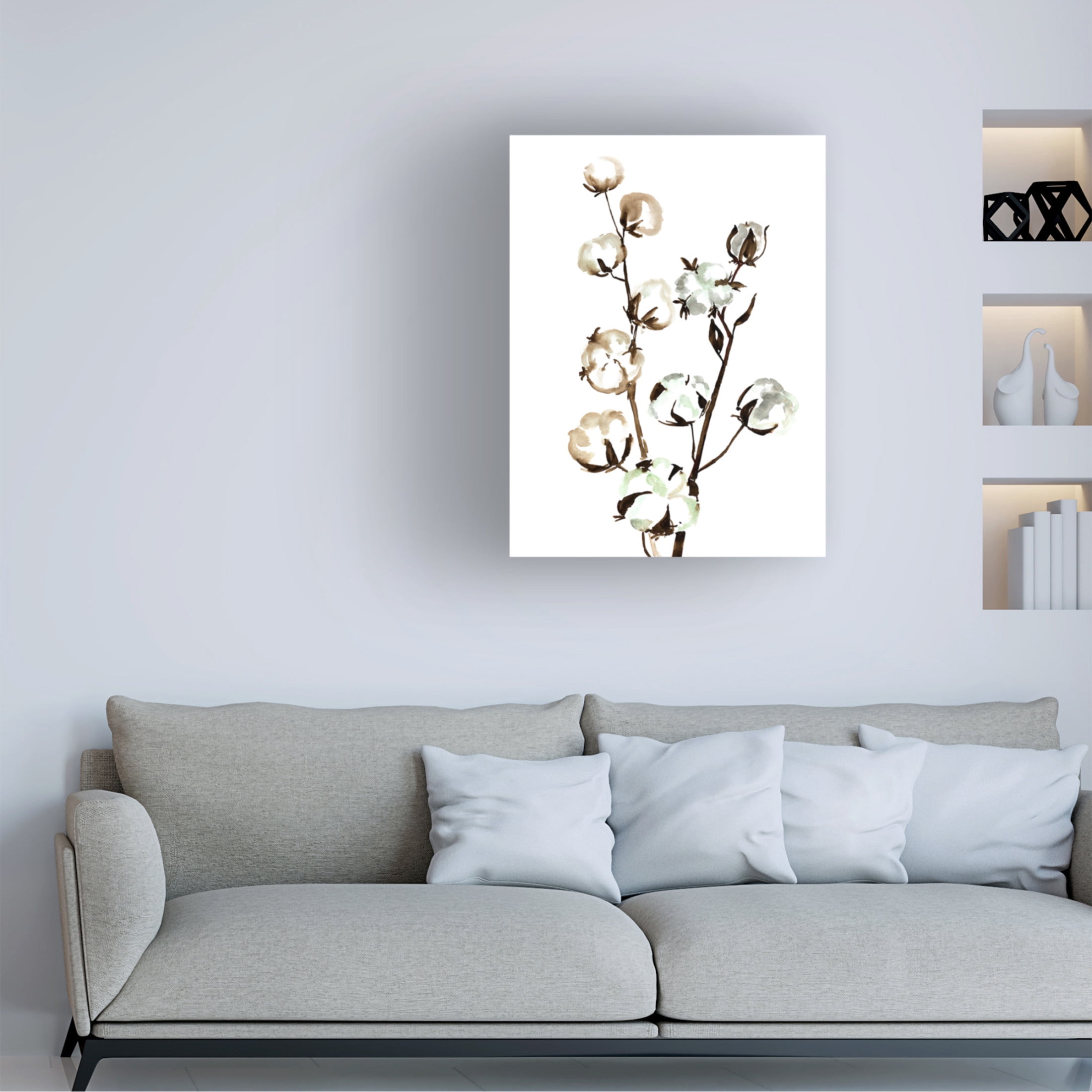 Trademark Fine Art Rosana Laiz Blursbyai Watercolor cotton branch II Canvas Wall Art