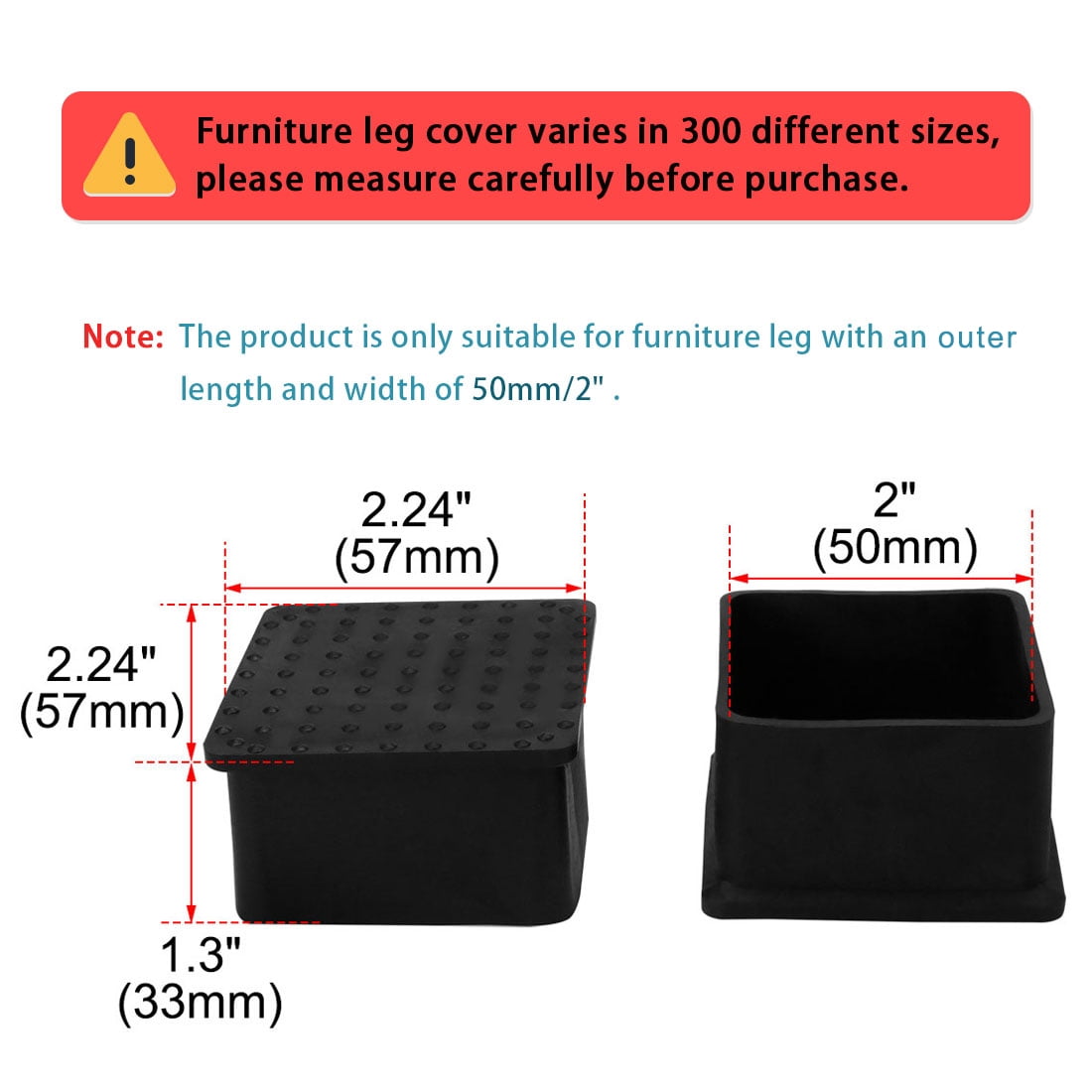 Unique Bargains Polyvinyl Chloride Table Leg Caps Protector 4 Pcs 1.97" x 1.97"