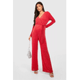 thumbnail image 2 of Franhais Women’s Sparkly Wrap Jumpsuits Long Sleeve V Neck Solid Color Rompers Long Pants with Belt, 2 of 4