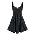 thumbnail image 2 of Space Dye Button Cross Mini Slip Dress Solid Color Sleeveless Women's Sexy Dress Vest Robe Casual Party Dress-Light Purple2301-XL, 2 of 7