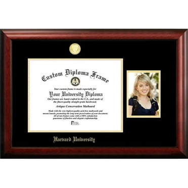 Campus Images MA992PGED-1411 14 x 11 in. Harvard University Gold Embossed Diploma Frame with 5 x 7 in. Portrait - Satin Mahogany