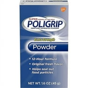 Super Poligrip Denture Adhesive Powder Extra Strength - 1.6 oz (Pack of 2)