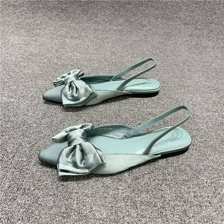 

2022 New Sandals Women Summer Sandals Pointed Bow One Word Flip Flops Flat Bottom Retro Breathable Sandals Zapatos Para Mujer