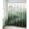 thumbnail image 4 of Green Misty Forest Shower Curtain Set Ombre Sage Green White Waterproof Fabric Shower Curtains Nature Tree Mountain Woodland Decorative Bathroom Bath Curtain Decor (72'''' × 72'''', Green), 4 of 6