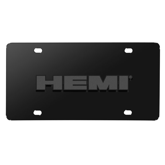 iPick Image for HEMI Logo 3D Dark Gray Logo on Black Stainless Steel License Plate, Official Licensed