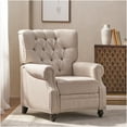 thumbnail image 4 of JERFIT Modern Push Back Recliner Chair with Tufted Back and Nailhead Trim, Beige Fabric Accent Armchair for Living Room, 4 of 10