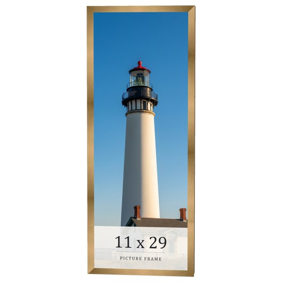11x29 Frame Gold Bronze Solid Wood Picture Frame Width 0.75 Inches | Interior Frame Depth 0.5