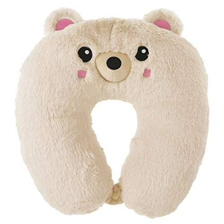 iscream Teddy Bear Plush Furry 13" Neck Support Pillow