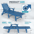 thumbnail image 2 of SUUNYN Outdoor Chaise Lounge Chair with Wheels, HDPE Rolling Patio Pool Lounger, Blue, 2 of 7