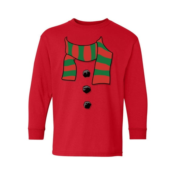 Awkward Styles Christmas Long Sleeve Shirt for Kids Youth Boys Girls Snowman Xmas Scarf Shirt