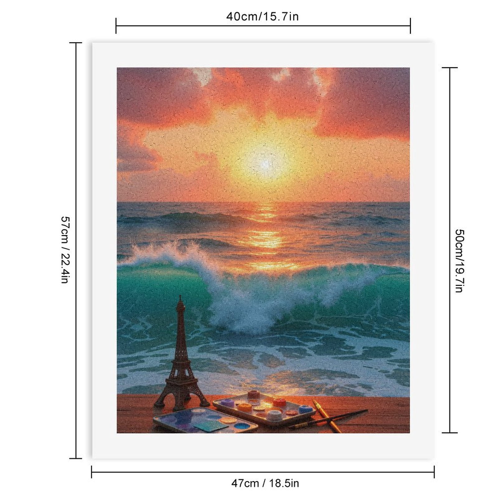 Paint By Numbers Kit for Adults Beginner - Sunset Ocean Waves Art Palette DIY Canvas Painting Kits for Adults, Frameless Paint By Number for Adults for Home Wall Decor 16x20 Inch