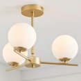 thumbnail image 4 of Better Homes & Gardens 17" Architectural Flush Mount Ceiling Light, Gold Finish Frosted Glass Shades, 4 of 10