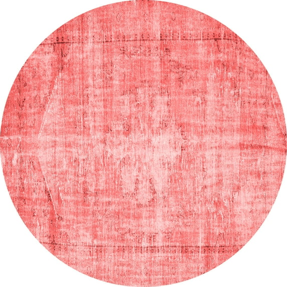 Ahgly Company Indoor Round Abstract Red Contemporary Area Rugs, 4' Round