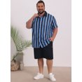 thumbnail image 2 of DARING DIVA Men's Big Tall Colorblock Striped Short Sleeve Button-Down Shirt 2XL Blue, 2 of 7