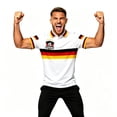 thumbnail image 2 of Ceisia Men Germany Stripe Football Logo Printed Short Sleeve Sports Polo Top White XL Gift, 2 of 6