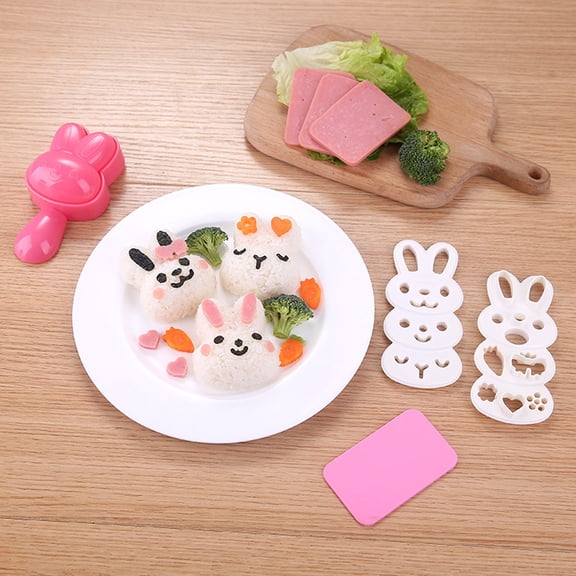 1 Set Cartoon Rabbit Rice Ball Mold Food Grade Reusable BPA Free Onigiri Mold Maker Bento Accessories