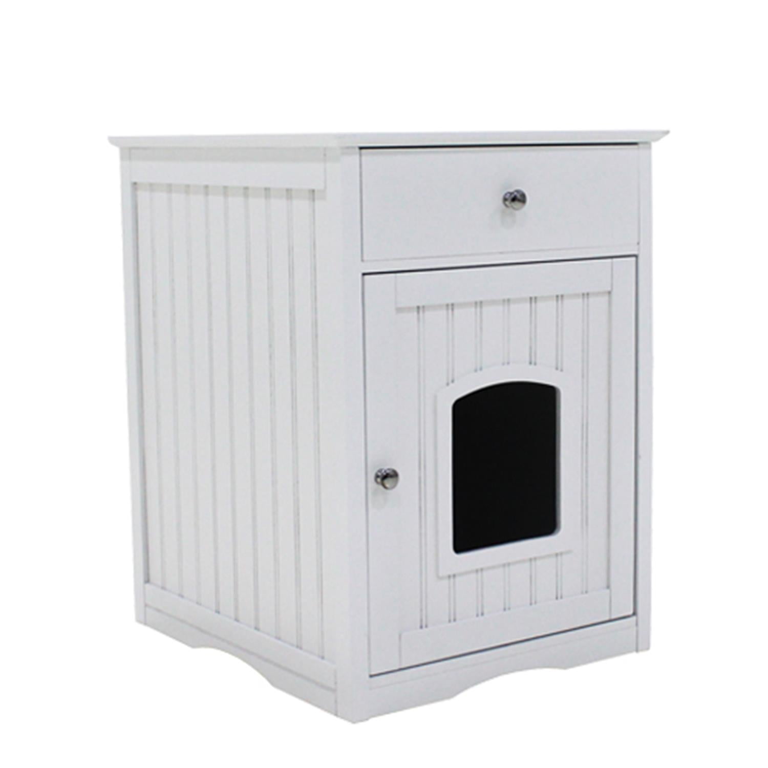 Pefilos 25" Cat Houses for Indoors, Wooden Cat Shelter Pet House, Enclosure Cat Litter Box, Hidden Toilet House, White Pefilos 25" Cat Houses for Indoors, Wooden Cat Shelter Pet House, Enclosure Cat Litter Box, Hidden Toilet House, White