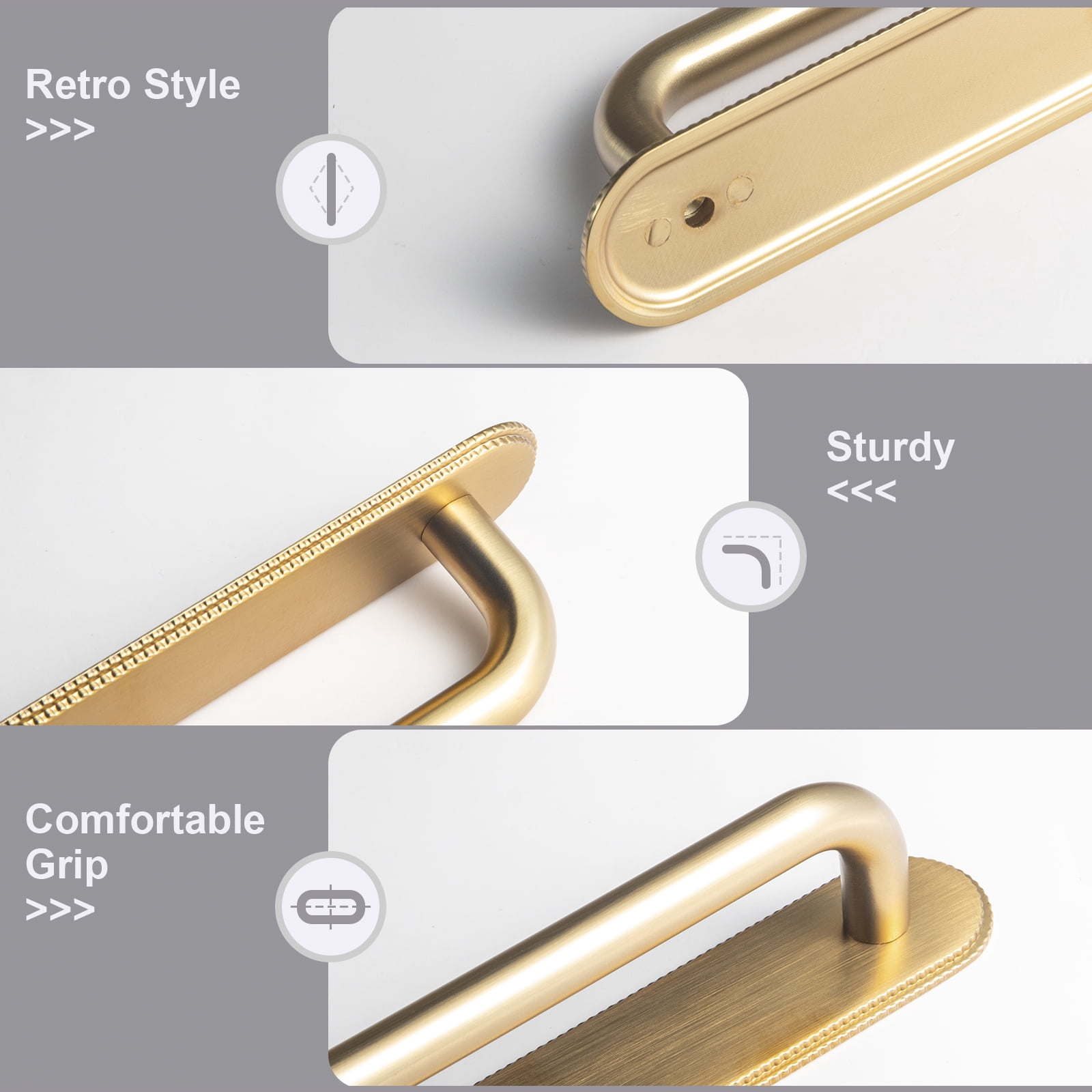 Goo-Ki 2 Pack 5''(128mm) Hole Center Champagne Bronze Cabinet Pulls with Backplate, Zinc Alloy Minimalist Style Cabinet Handles for Drawer,Dresser,Cupboard Wardrobe Cabinet (2218-g019)