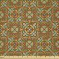 thumbnail image 2 of Ambesonne Ethnic Fabric by the Yard Microfiber, Retro Moroccan Floral Art, 2 Yards, Cinnamon Sky Blue, 2 of 2