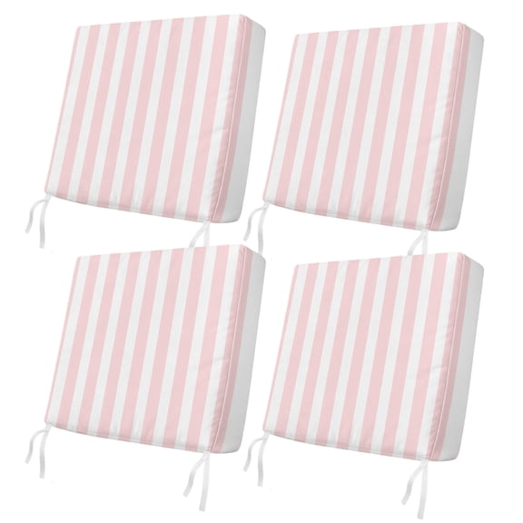Outdoor Patio Cushion Covers 4 Pack Light Pink White Stripe Patio Chair Cushion Covers with Ties and Zipper Waterproof Outdoor Seat Cushion Covers for Patio Furniture 22"x22"