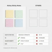 Aixiny 3x3 Multicolor Sticky Notes - 4 Pads, 60 Sheets, Strong Adhesive