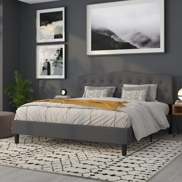 Flash furniture cambridge tufted upholstered king size headboard in dark outlet gray fabric