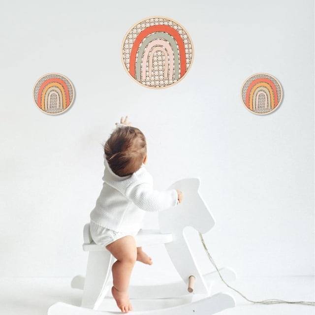 Boho Rainbow with Rattan Effect Wall Decor - Boho Wall Art, Boho Nursery Decor, Kids Rainbow Accessories, Rainbow Decor, (Rainbow Small)