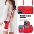 thumbnail image 5 of For iPhone 16 Pro Case Card Holders RFID Blocking PU Leather+TPU Phone Cover with Shoulder Strap - R, 5 of 5
