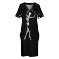 thumbnail image 4 of Vestido largo con bolsillos sueltos y esqueleto danzante para mujer. Vestidos largos para mujer. Ropa para mujer., 4 of 7