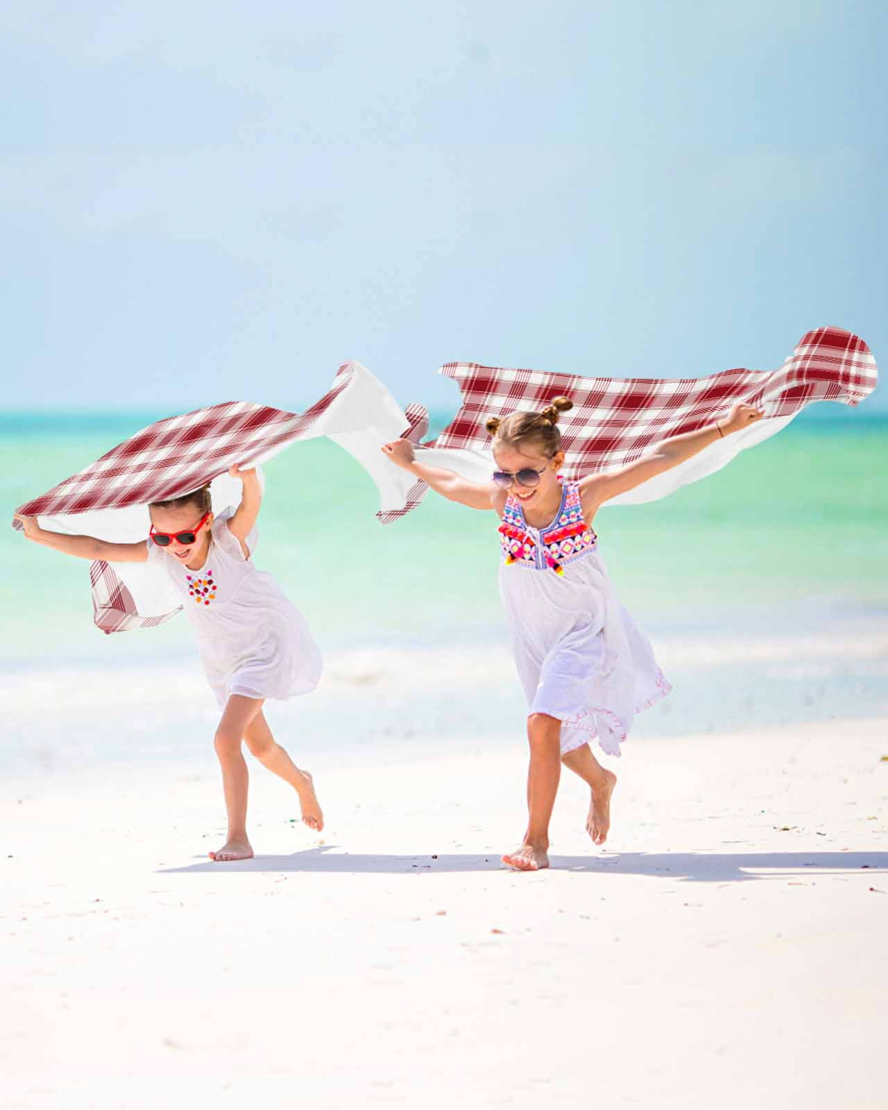 Red Checkered Beach Towels Oversized Super Absorbent, Red White Plaid Farmhouse Lightweight Bath Towel Quick Dry Sets For Bathroom/Pool/Rv Camping/Beach Play/Gym Room/Picnic 23"x47"