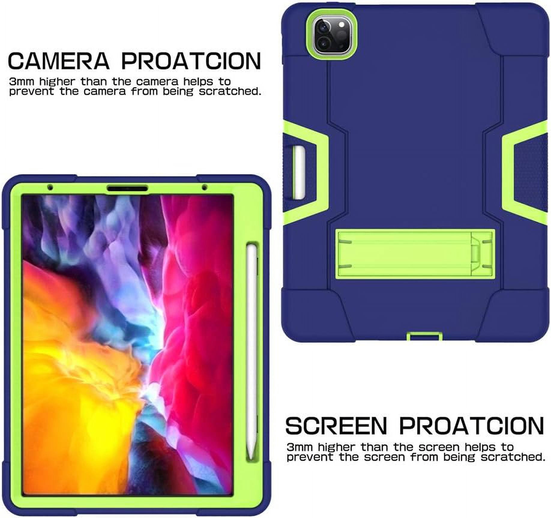 Case for iPad Pro 11 2020, Slim Duty Drop Proof Shockproof Protective Impact Resistant Armor Cover with Kickstand and Pencil Holder for Apple iPad Pro 11 Inch 2nd Generation (Blue&Green)