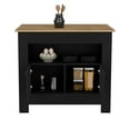 thumbnail image 6 of Xukmct Kitchen Island with Cabinet and Open Shelf, Wood Top Counter Height Table for Dining Room, Kitchen, Black + Brown, 6 of 7