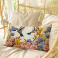 thumbnail image 4 of Vintage Hummingbirds Pillow Covers, Linen Long Throw Pillow Case, Spring Farmhouse Country Flowers Holiday Pillow Protector Decorative Cushion Cover for Living Room/Bedroom 12" x 20", 4 of 8