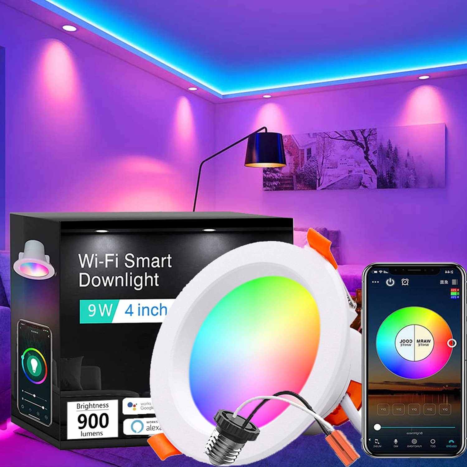 Smart Retrofit LED Recessed Lighting 4 inch LED Downlight, LED Smart