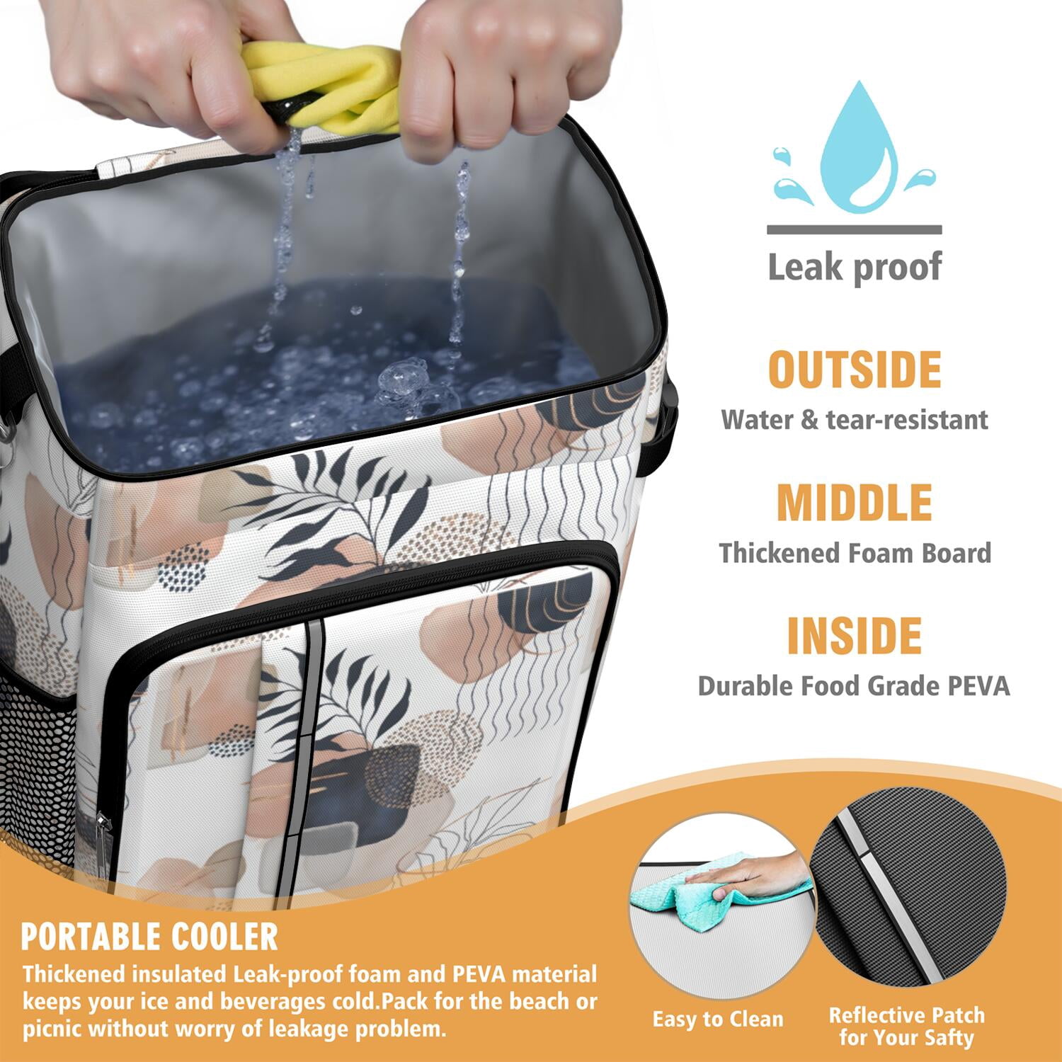Travel Cooler Bag - Boho Bohemian Art Camping Beer Cooler Backpack with Bottle Opener- Waterproof Insulated Picnic Backpacks - Cooler Bag for Beach