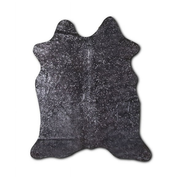 Aloha cowhide rugs for sale SILVER METALLIC ON BLACK rug