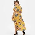 thumbnail image 4 of Robes Maxi pour Femmes Grande Taille Mode Décontractée à Imprimé Floral Col en V Manches Courtes Robes d'Été Taille Empire Robe Évasée Robe Mini, 4 of 7