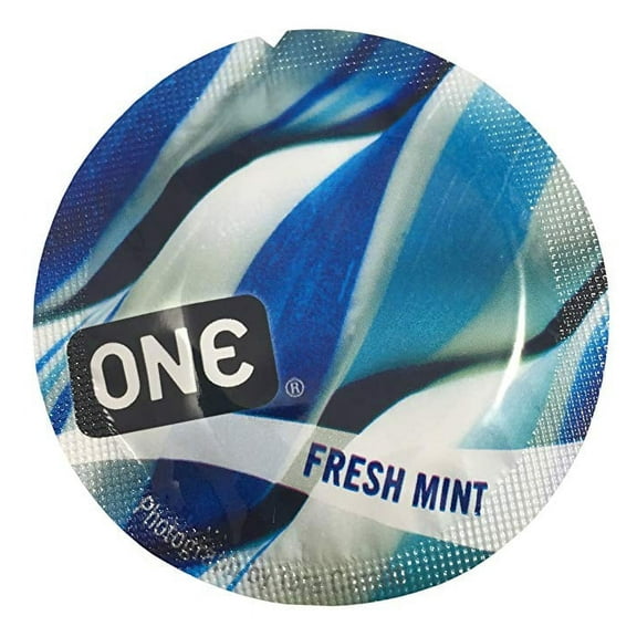 ONE Fresh Mint   Silver Lunamax Pocket Case, Premium Lubricated Flavored Latex Condoms-24 Count