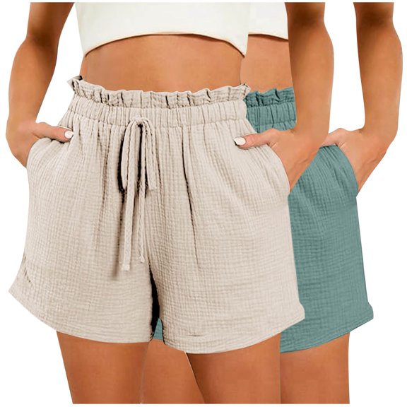 Summer Fashion Womens Shorts Plus Size Casual Solid Comtable Bandage Elastic Waist Pocket New Pants Clearance Under 10$!