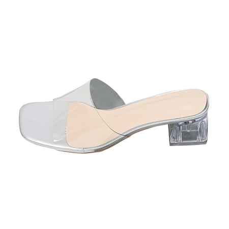 

Gzea Womens Bedroom Slippers Women s Summer Fashion Square Slippers With Clear Sandals Breathable Casual Slippers Clear 37