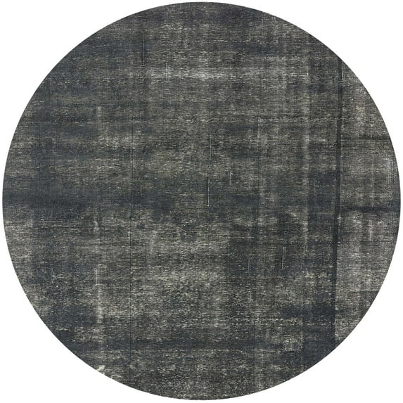 Ahgly Company Indoor Round Mid-Century Modern Light Black Black Oriental Area Rugs, 5' Round