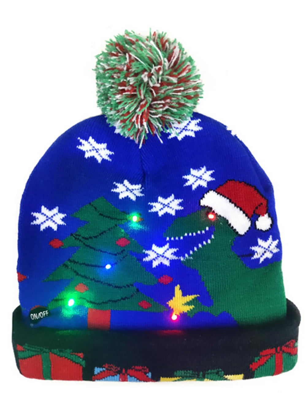 Lovebay Unisex LED Light Up Christmas Hat Warm Knitted Beanie Holiday