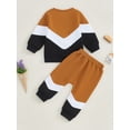 thumbnail image 4 of Suealasg Infant Baby Boy Clothes 6M 1T 2T 3T Toddler Boy Fall Winter Outfits Set Long Sleeve Contrast Color Sweatshirt + Pants Set, 4 of 7
