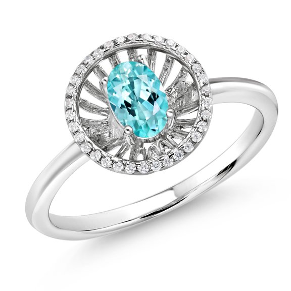 Gem Stone King 925 Sterling Silver Blue Apatite Ring for Women (1.00 Cttw, Oval 6X4MM, Gemstone Birthstone, Size 6)