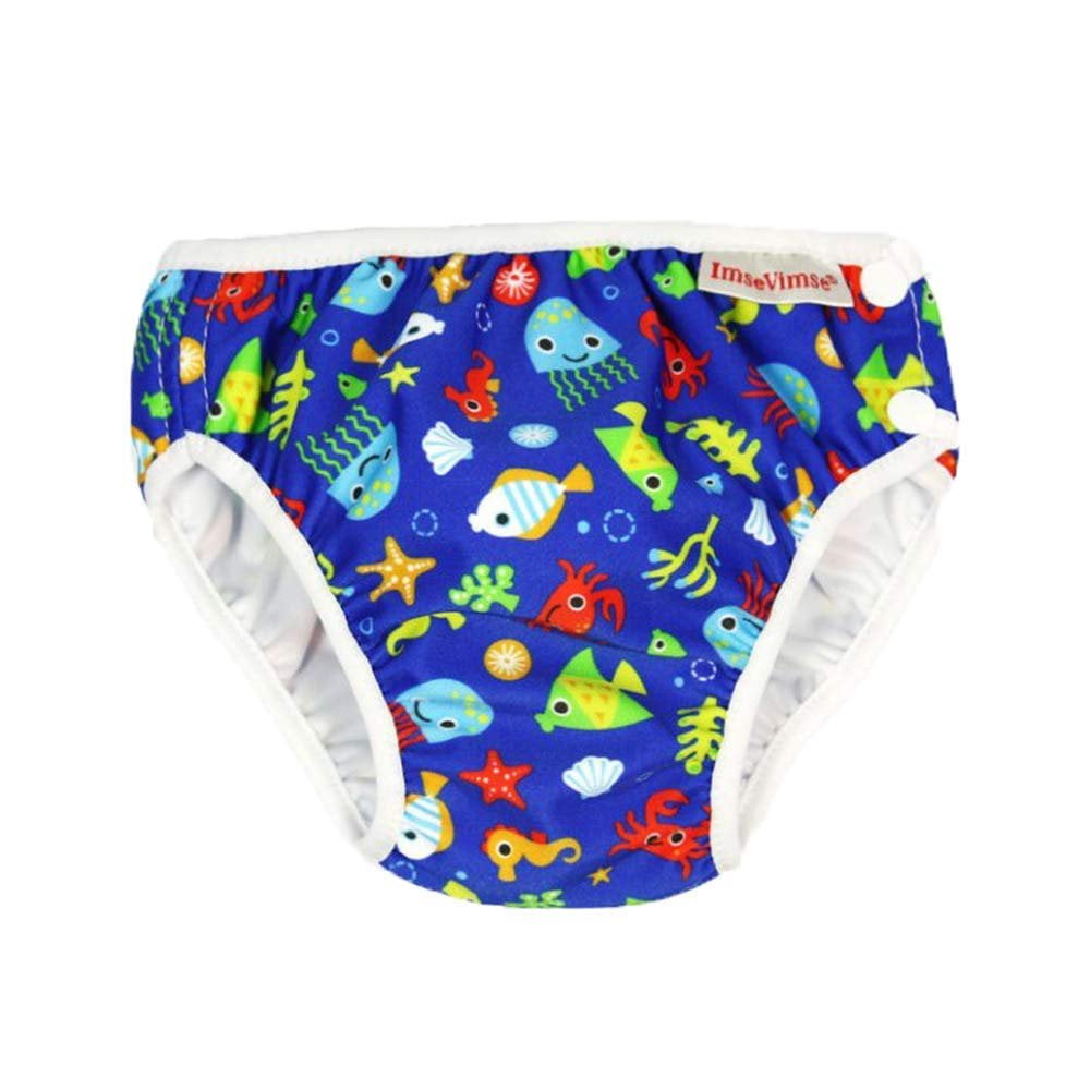 Imse Vimse Reusable Swim Diaper for Boys Blue Sea Life, Super Large