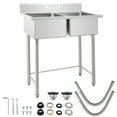 thumbnail image 3 of Kojooin Outdoor Stainless Steel sink,2 Compartment Freestand Commercial Sink,Outdoor Utility Sink,Kitchen Sink,Workshop Sink With Legs, 3 of 6