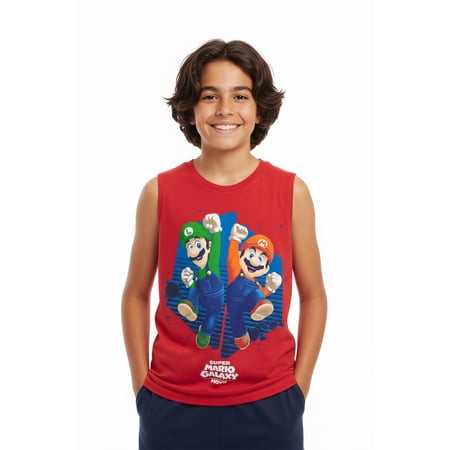 Super Mario Galaxy Boys Graphic Muscle Tank Top, Sizes 4-18